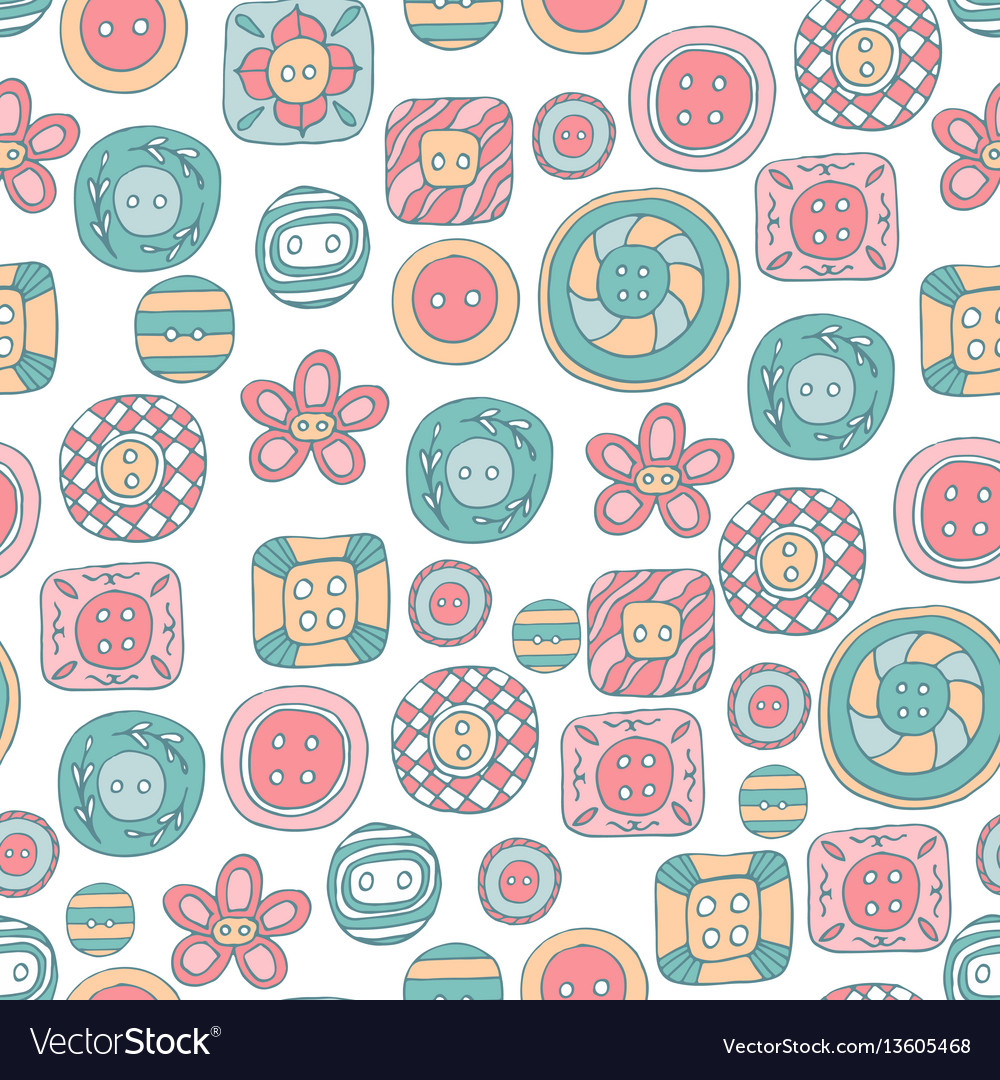 Lovely buttons seamless pattern vector image Lovely buttons seamless pattern