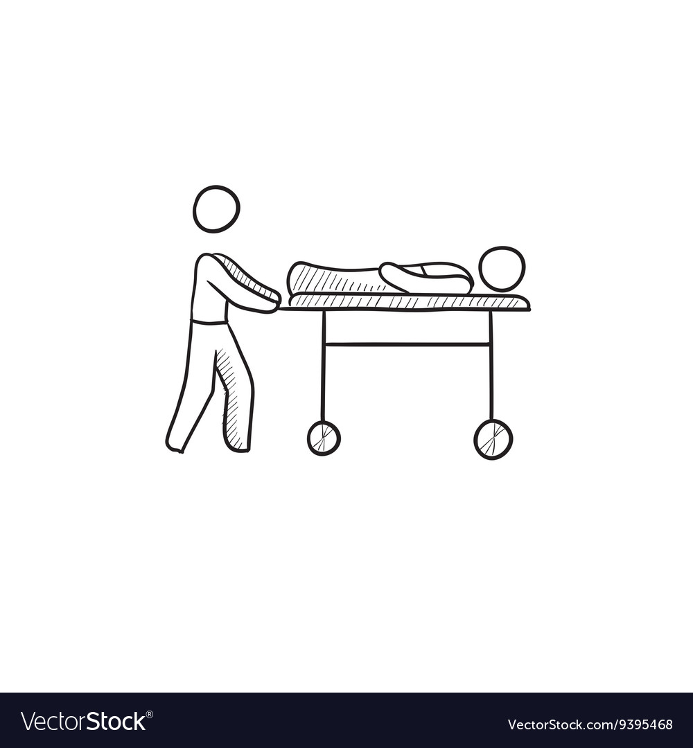 Man pushing stretchers sketch icon Royalty Free Vector Image