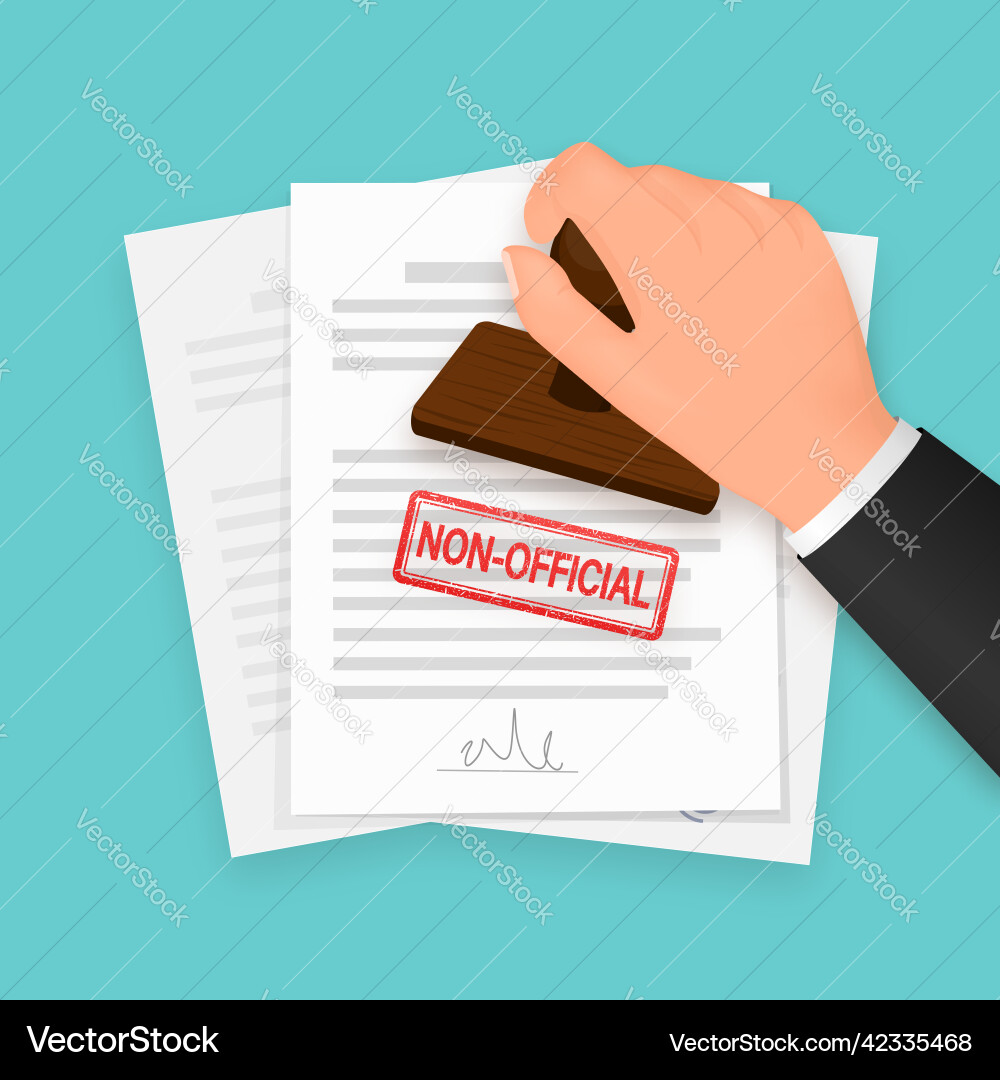 Non- official red stamp on document background Vector Image