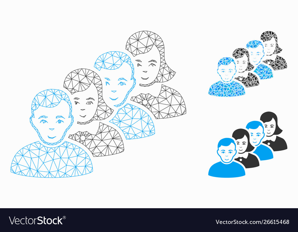 People queue mesh 2d model and triangle