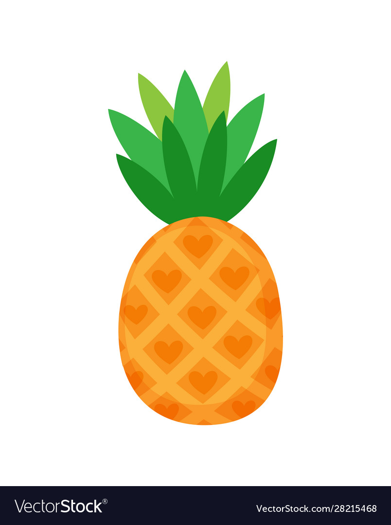 Pineapple with foliage isolated icon fruit Vector Image