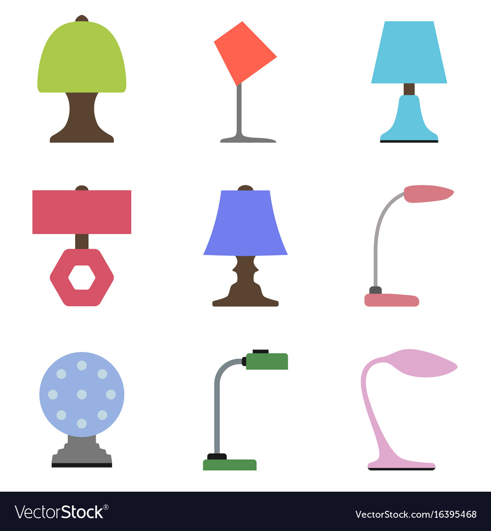 Set of table lamp icon