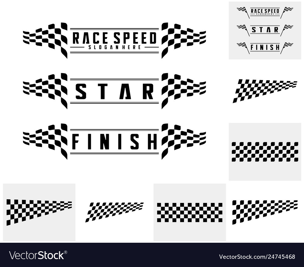 Set race flag design concepts icon speed vector image Set race flag design concepts icon speed