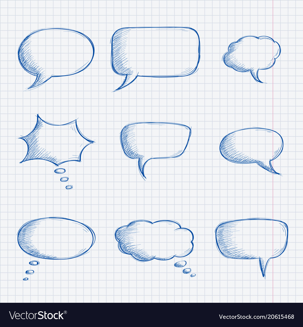 Speech bubbles chat symbols on lined paper hand