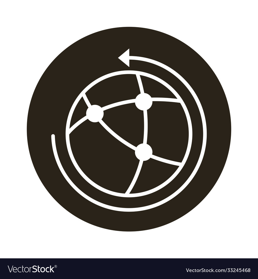 Sphere world planet with points and arrow around