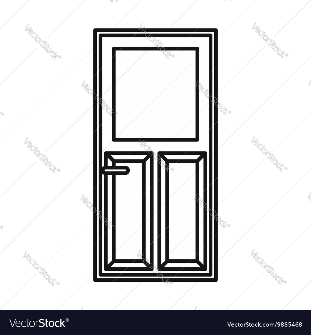 Wooden door with glass icon outline style Vector Image