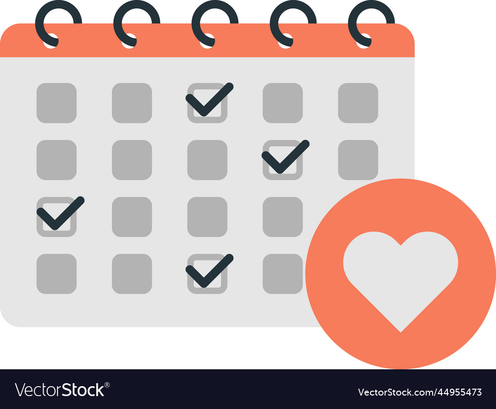 Calendar and heart in minimal style