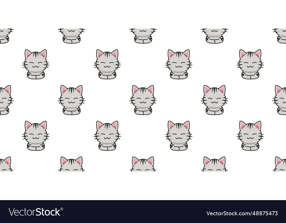 Cartoon character cat seamless pattern background vector image Cartoon character cat seamless pattern background