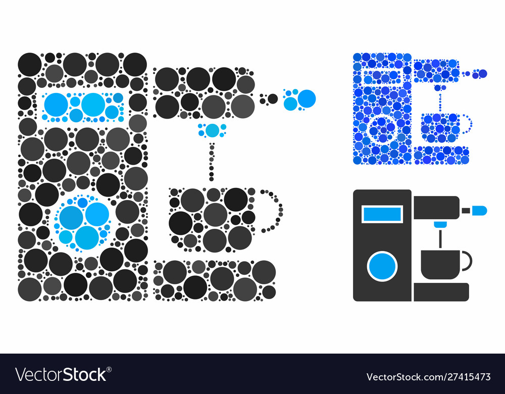 Coffee machine mosaic icon spheric items