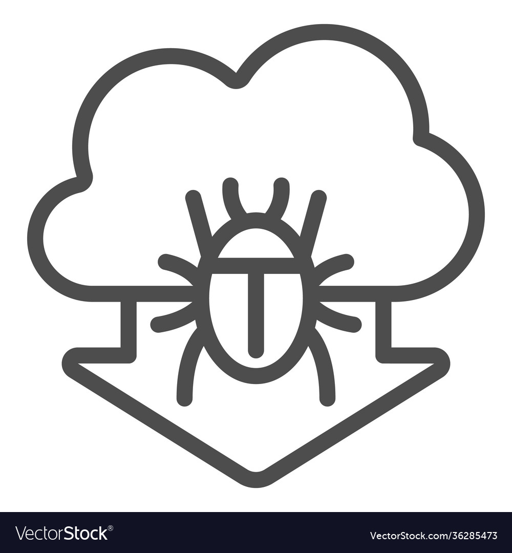 Data cloud with arrow and virus line icon web vector image Data cloud with arrow and virus line icon web