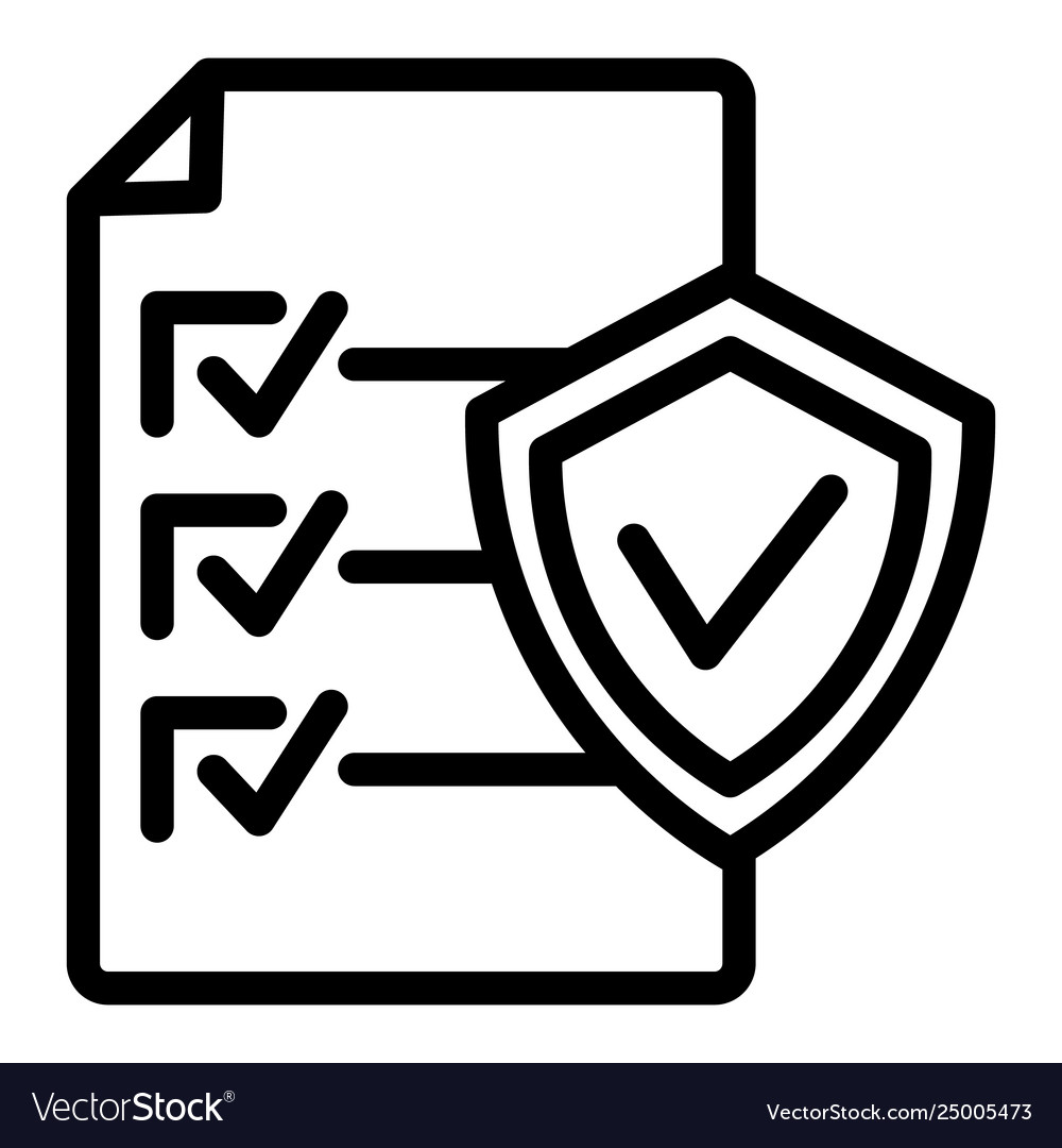 Document approve line icon checklist with shield vector image Document approve line icon checklist with shield