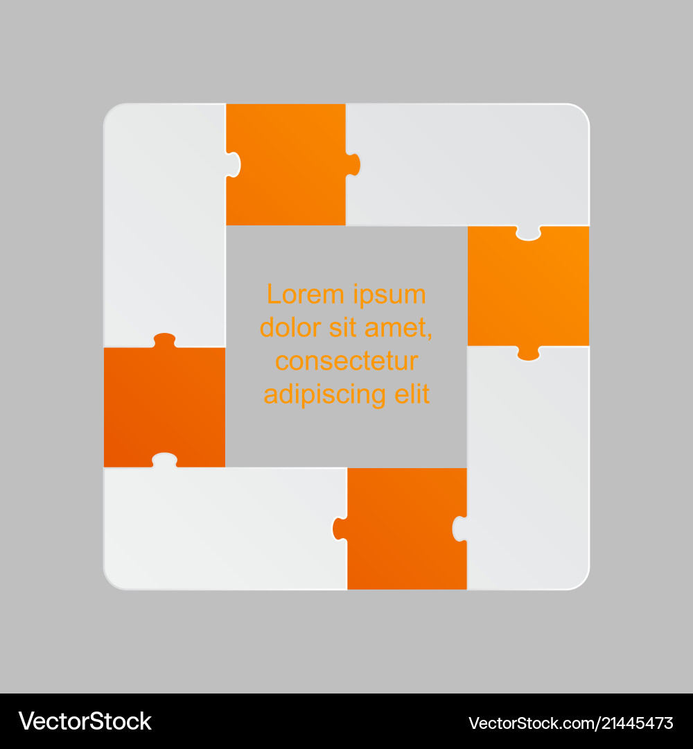 Four orange pieces puzzle infographic 4 steps Vector Image