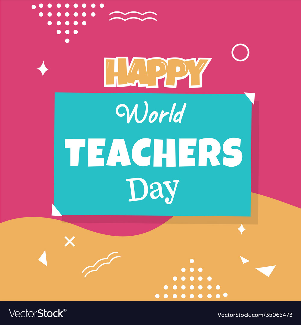 Happy teachers day with school equipment Vector Image