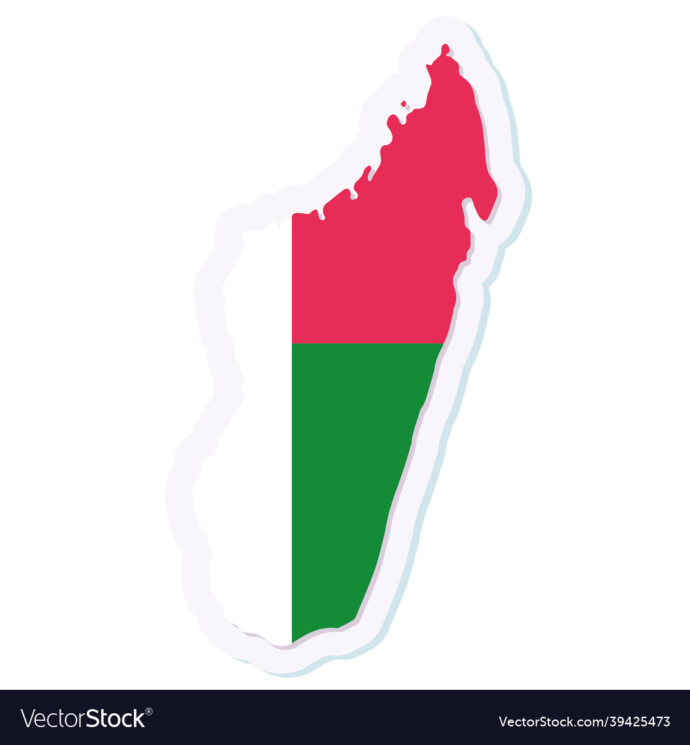 Isolated map of madagascar with its flag