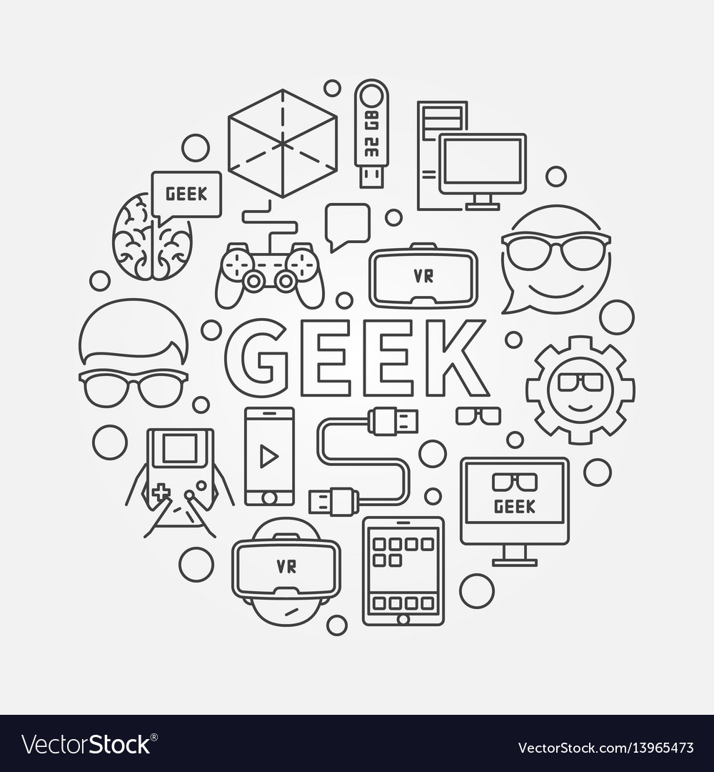 Linear geek vector image Linear geek