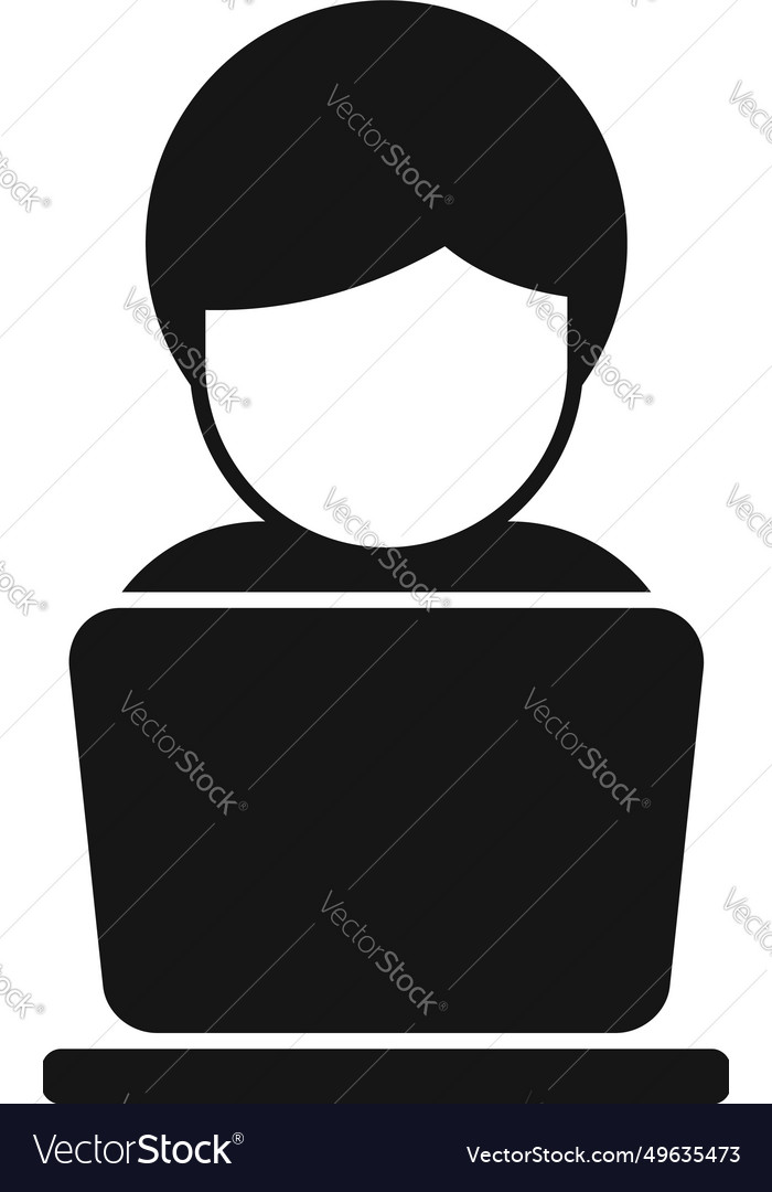 Person work laptop icon simple account Royalty Free Vector