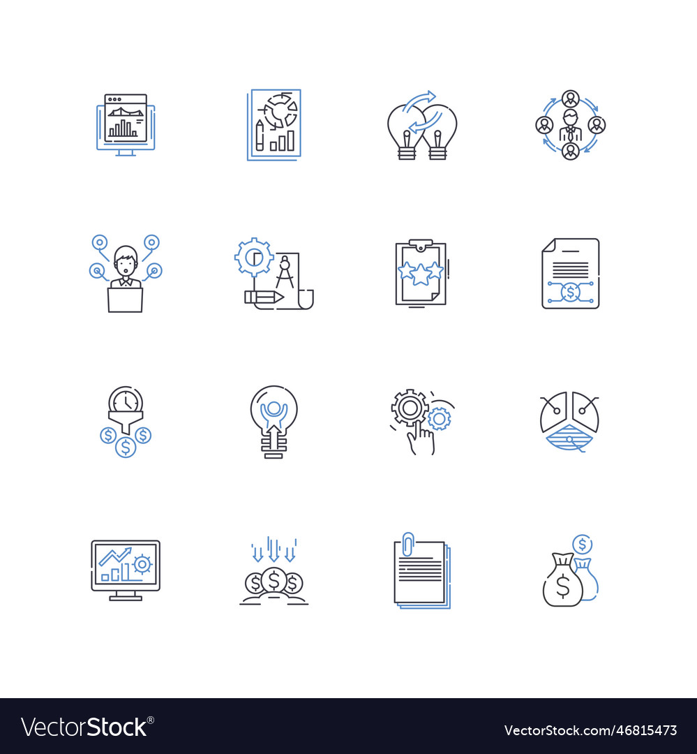 Roi computation line icons collection analysis vector image Roi computation line icons collection analysis