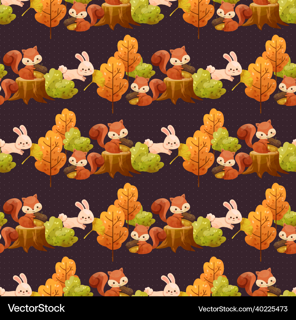 Seamless pattern background with trees leaves Vector Image