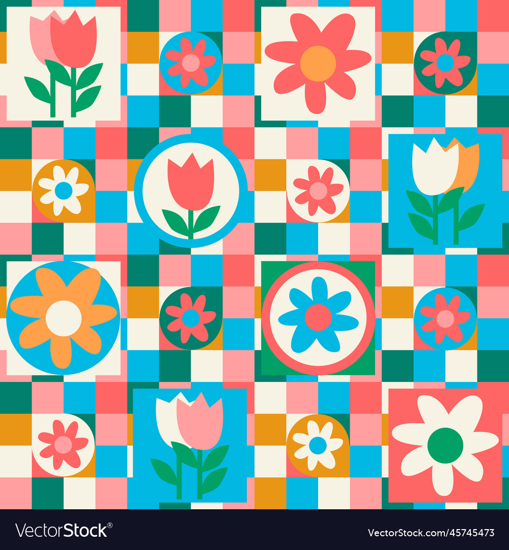 Seamless pattern hand drawn flowers decorated