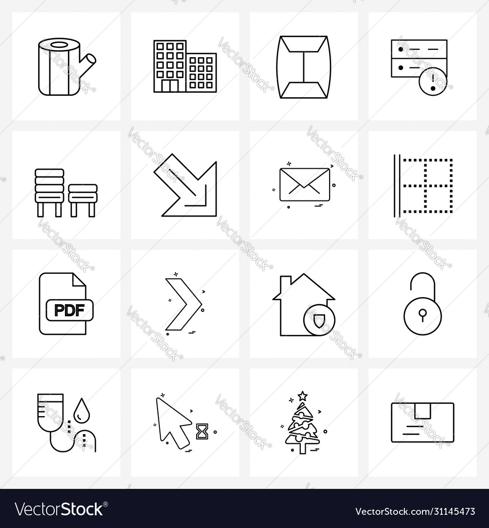 Set 16 universal line icons attach server