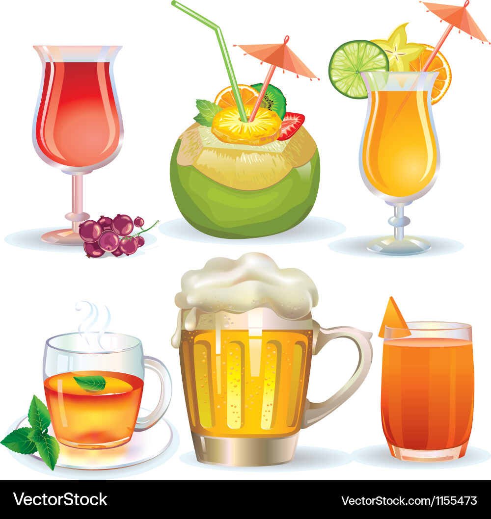 Set drinks Royalty Free Vector Image - VectorStock