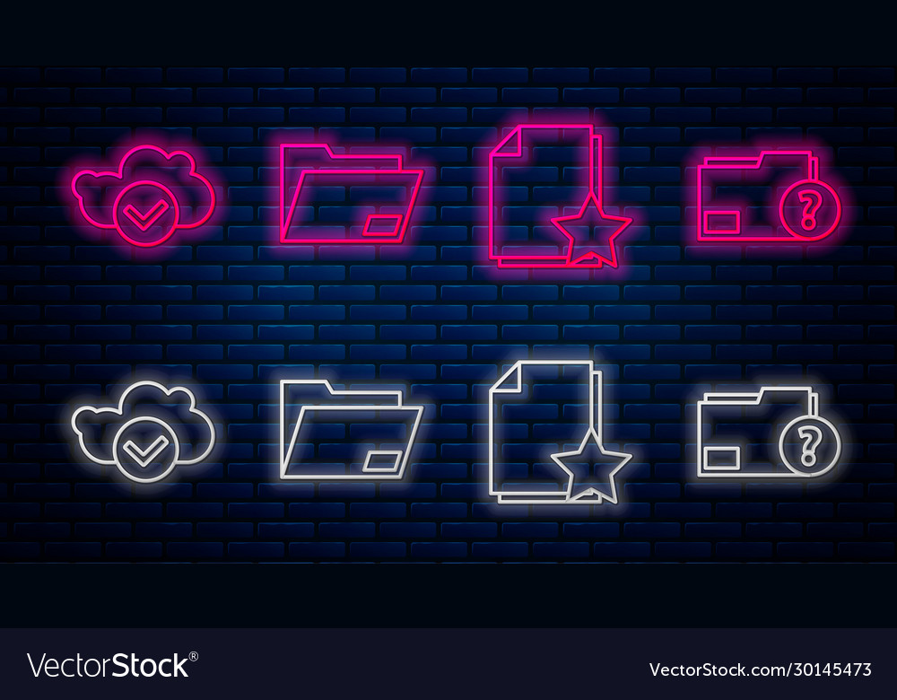 Set line document folder with star vector image Set line document folder with star