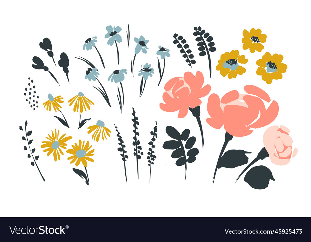 Set von abstrakten floralen Designelementen Blätter vector image Set von abstrakten floralen Designelementen Blätter