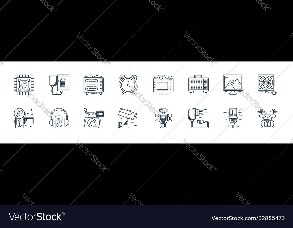 Technology devices line icons linear set quality vector image Technology devices line icons linear set quality