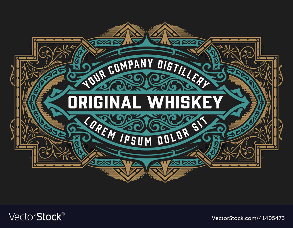 Whiskey label with old frames Royalty Free Vector Image