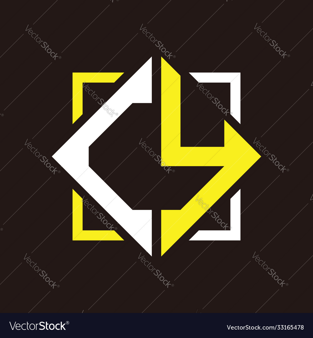 C y initials quadrangle monogram with square
