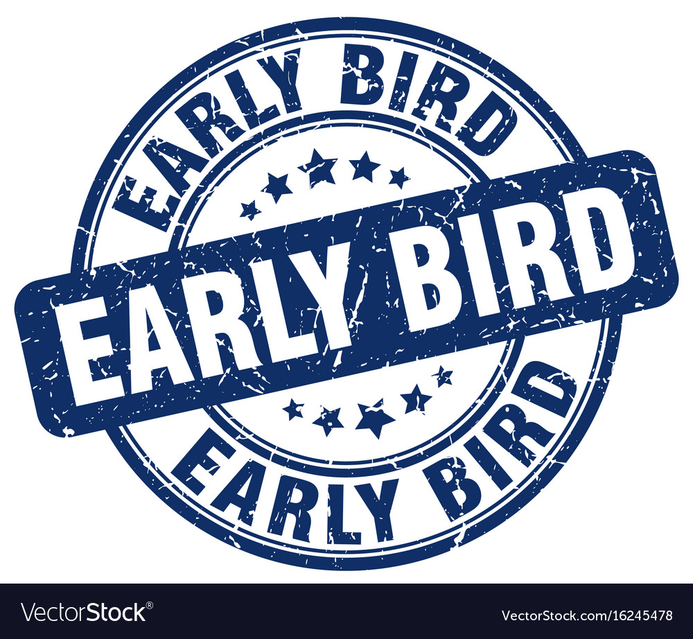 Early bird blue grunge stamp