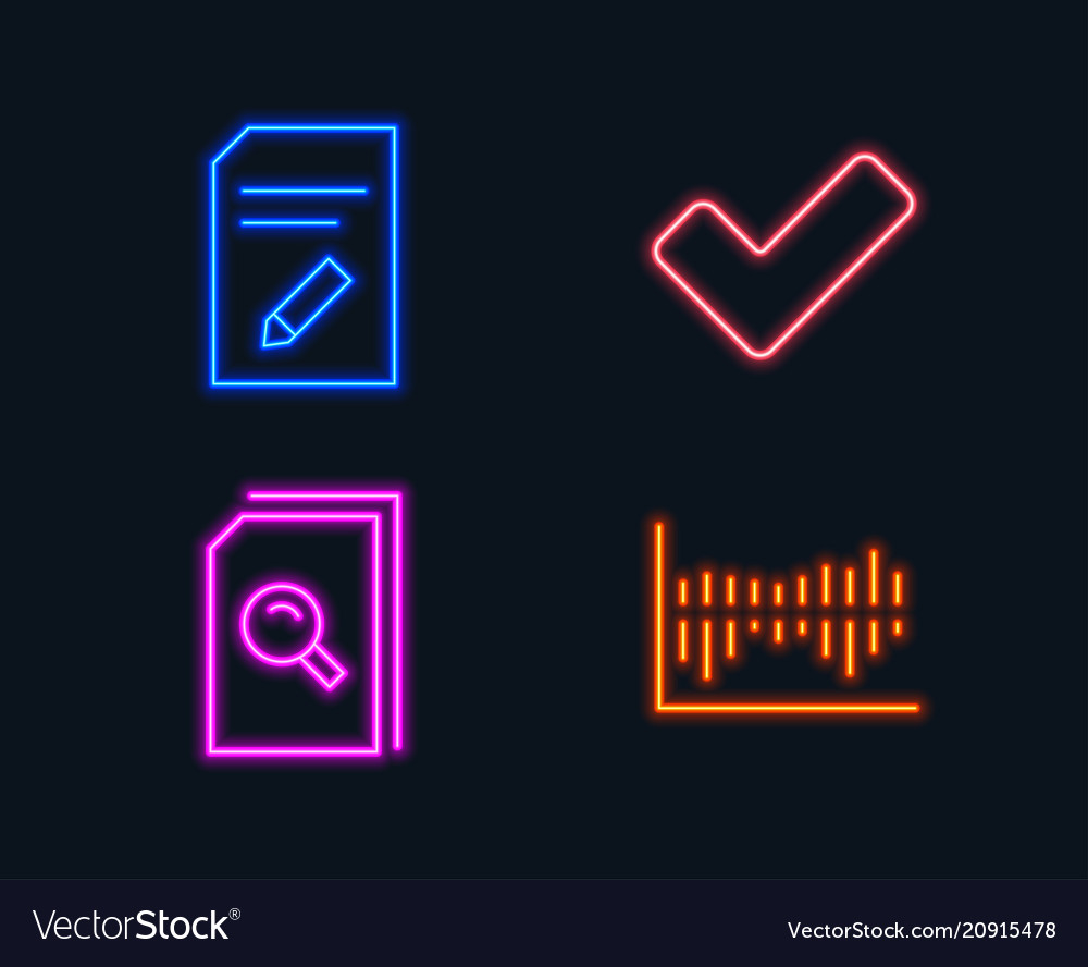 Edit document tick and search files icons column vector image Edit document tick and search files icons column