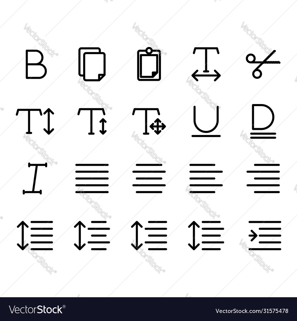 Editing text icon set include bold vector image Editing text icon set include bold