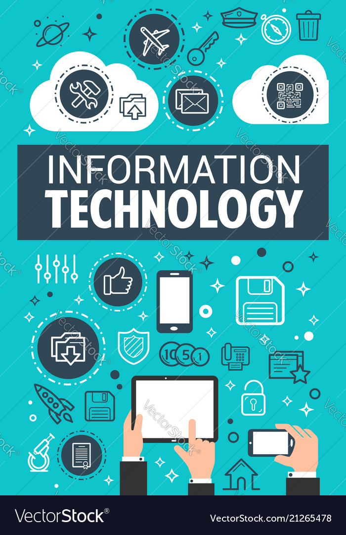 Information technology data  poster  Royalty Free Vector Image