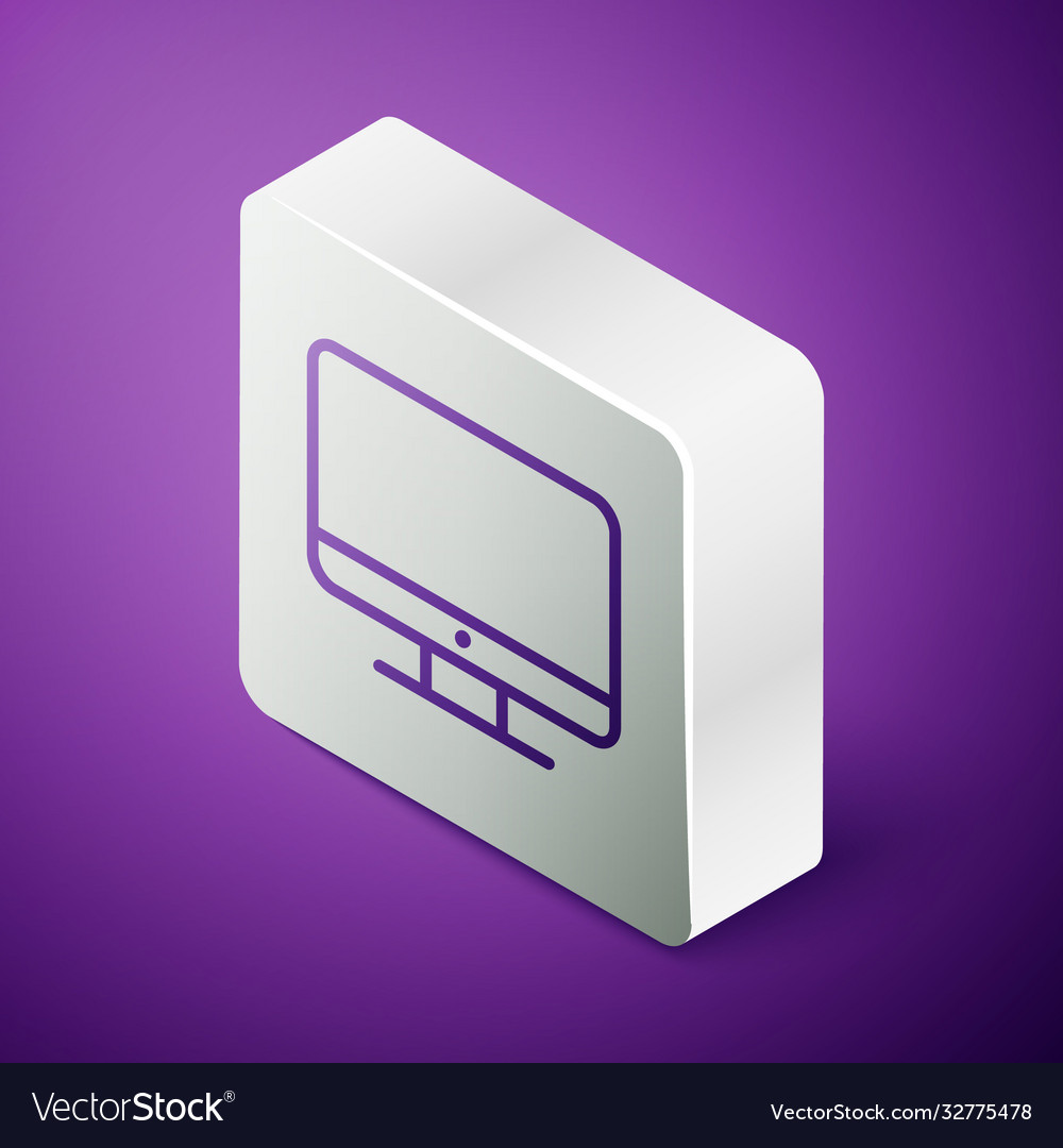 Isometric line computer monitor screen icon vector image Isometric line computer monitor screen icon