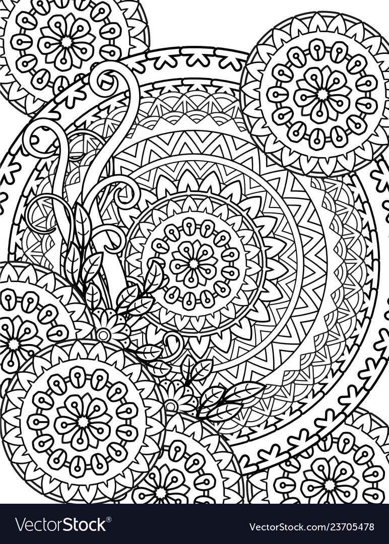 Mandala adult coloring pages Royalty Free Vector Image