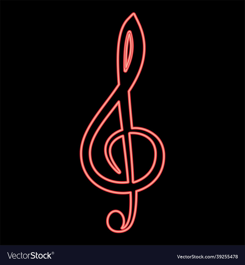 Neon treble clef red color flat style image Vector Image