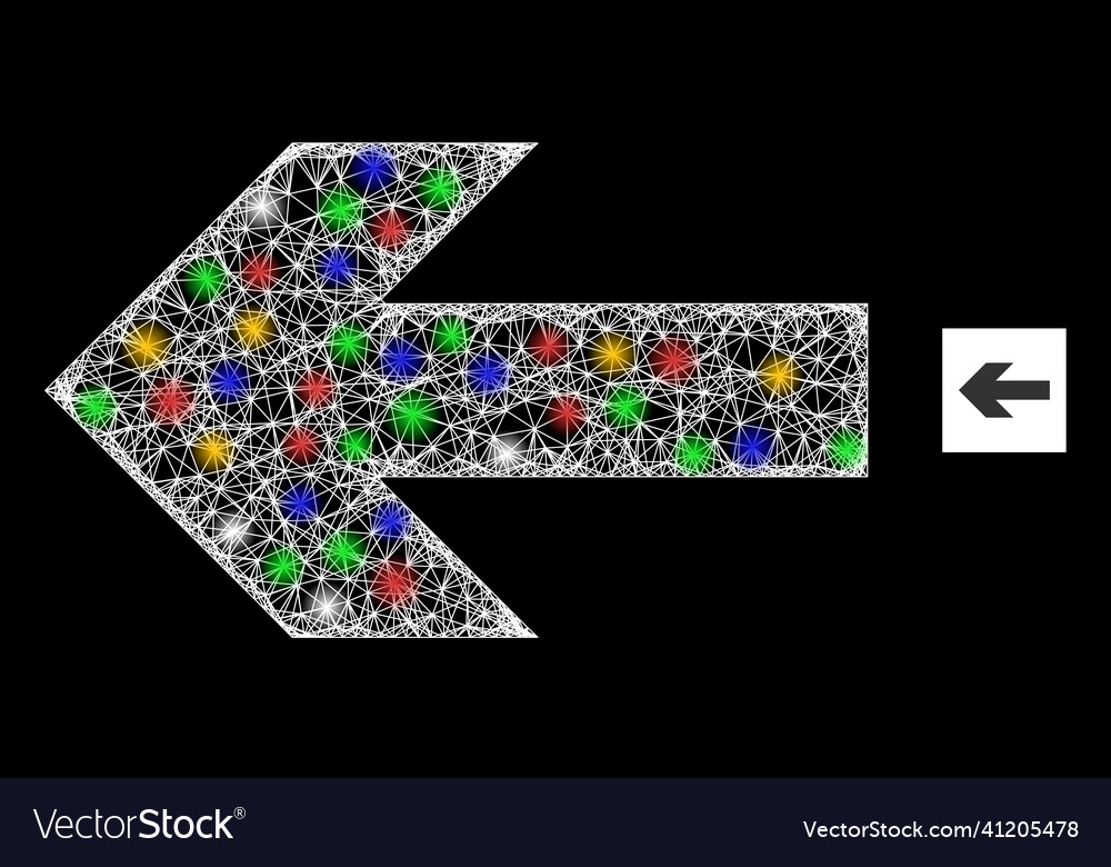 Net mesh left arrow direction icon with bright vector image Net mesh left arrow direction icon with bright