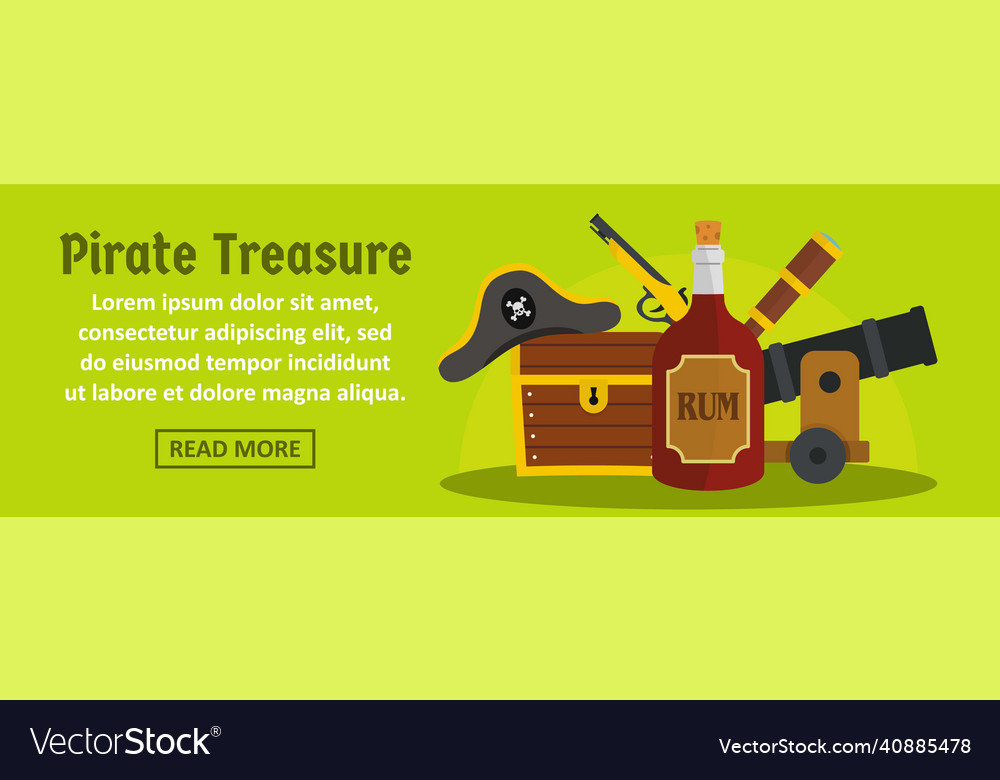 Pirate treasure banner horizontal concept