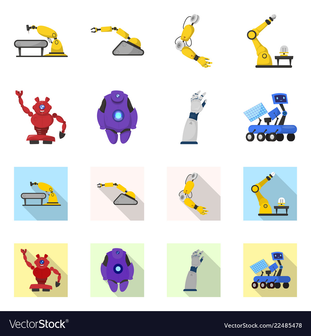 Robot and factory sign set vector image Robot and factory sign set