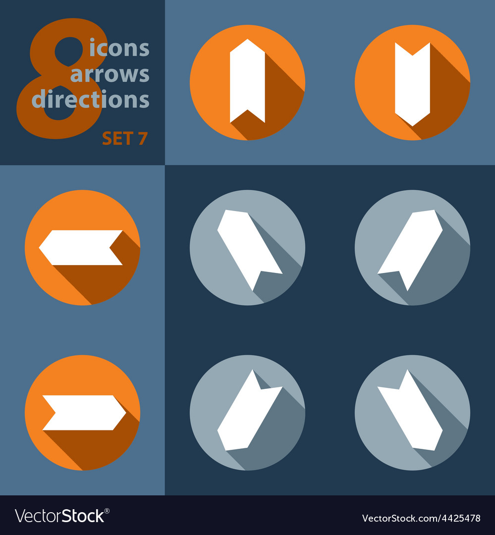 Set of eight icons with arrows in all
