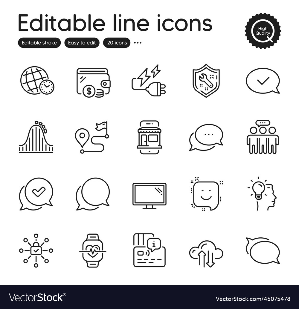 Set of technology outline icons contains