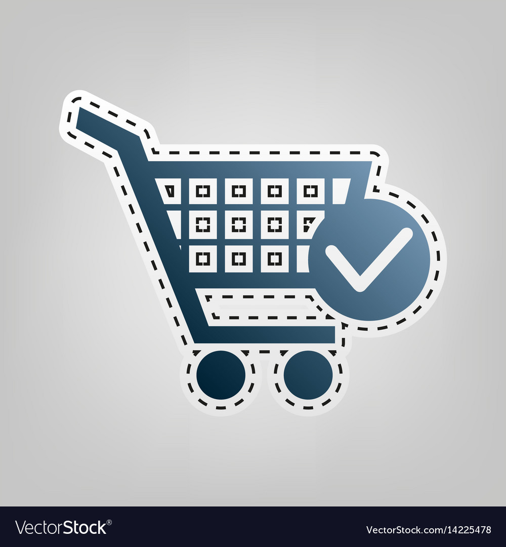 Shopping cart with check mark sign blue