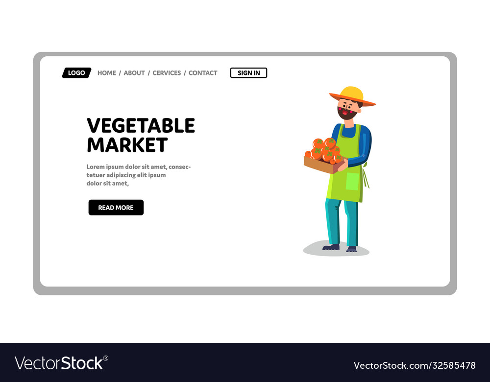 Vegetable market worker holding carton box Vector Image