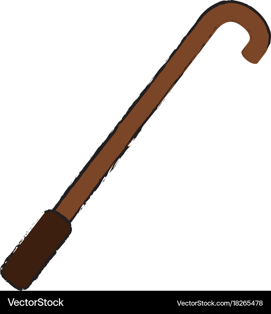 Wooden cane isolated icon Royalty Free Vector Image