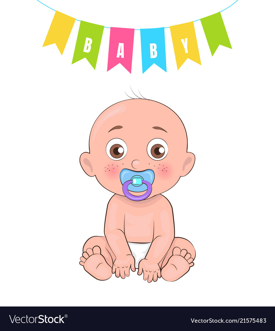 Baby boy poster of newborn infant pacifier Vector Image