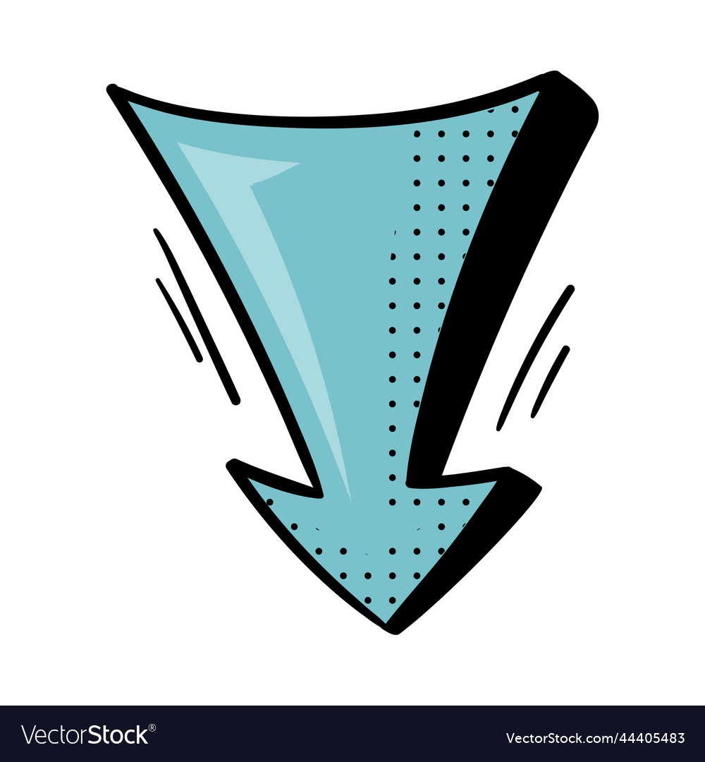 Blue straight arrow with pointed end and dots vector image Blue straight arrow with pointed end and dots