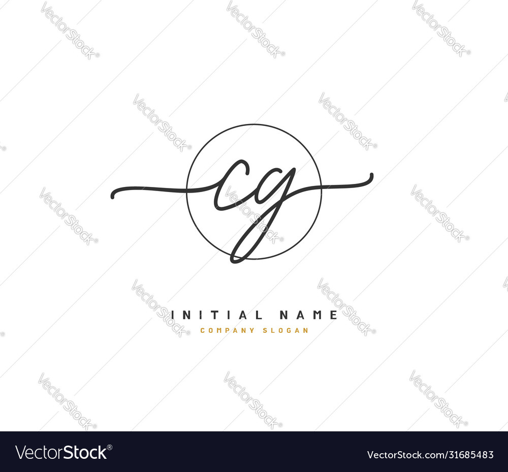 C G Cg Beauty Initial Logo Handwriting Logo Of Vector Image