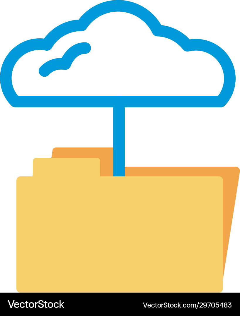 Cloud computing with folder lineal color style Vector Image