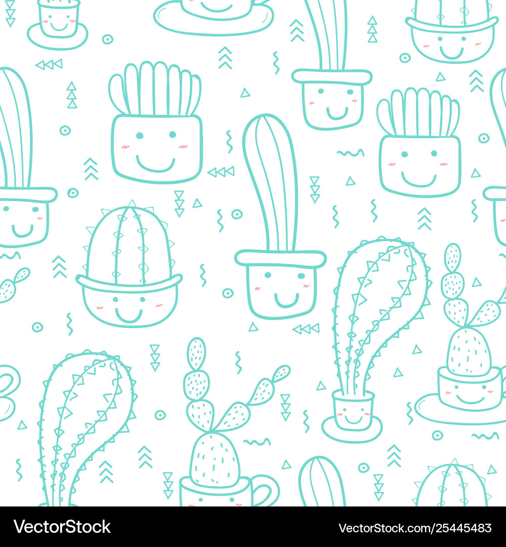 Cute seamless cactus pattern background Royalty Free Vector